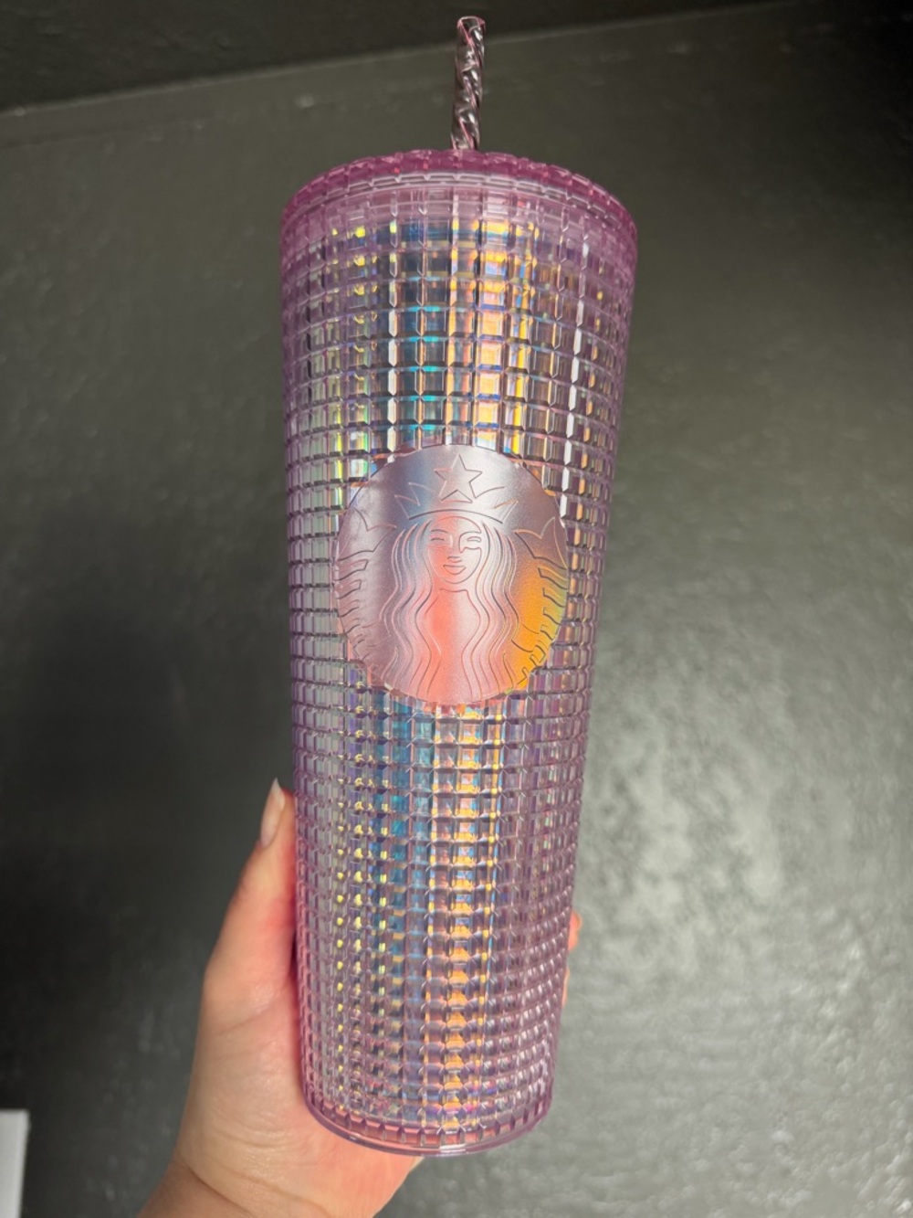 Starbucks pink grid cup